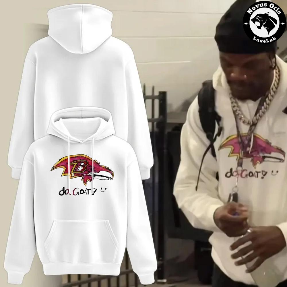 Baltimore Ravens Da GOAT 2026 White Pullover Hoodie Baltimore Ravens Da GOAT 2026 White Pullover Hoodie