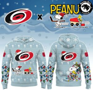 Carolina Hurricanes Peanuts Christmas 2026 Light Blue Hoodie 2