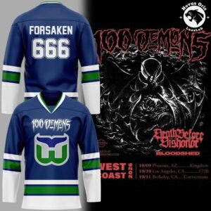 Carolina Hurricanes x 100 Demons West Coast 2026 Blue Hockey Jersey
