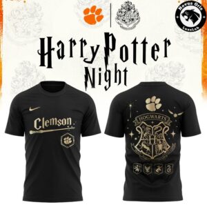 Clemson Tigers x Harry Potter Night 2026 Black Graphic T Shirt 1