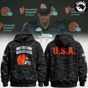 Cleveland Browns Salute to Service 2026 Camo Pullover Hoodie 1