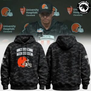 Cleveland Browns Salute to Service 2026 Camo Pullover Hoodie 2