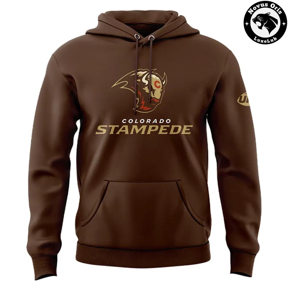 Colorado Stampede Primary Logo 2026 Brown Hoodie Colorado Stampede Primary Logo 2026 Brown Hoodie