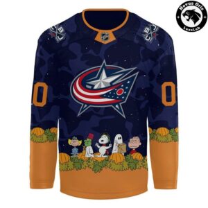 Columbus Blue Jackets x Peanuts Spooktacular Night Custom Hockey Jersey 2