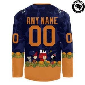 Columbus Blue Jackets x Peanuts Spooktacular Night Custom Hockey Jersey 3