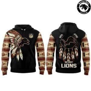 Detroit Lions Native American Heritage Month Black Hoodie 2