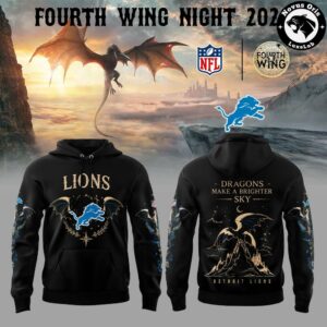 Detroit Lions x Fourth Wing Night 2026 Black Hoodie