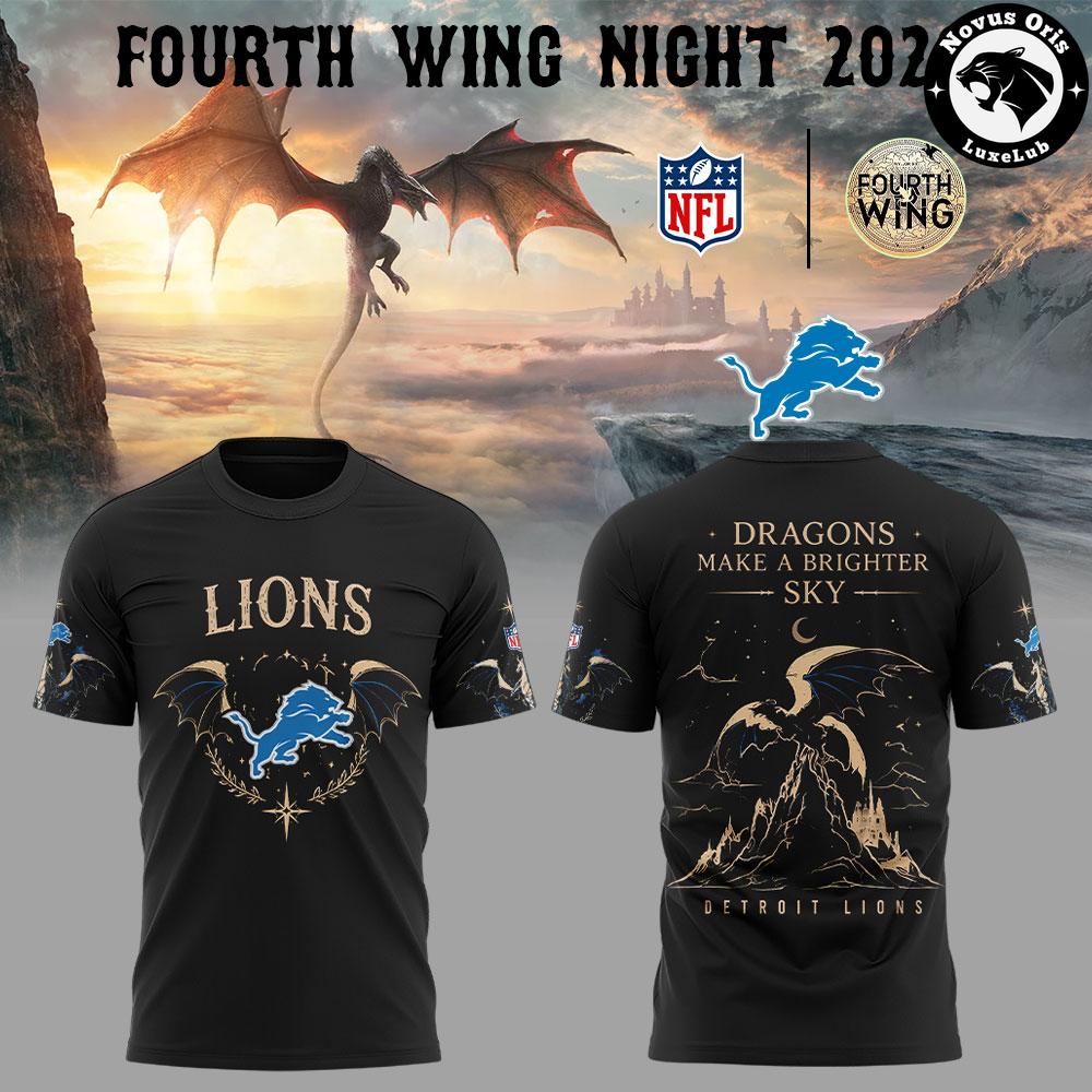 Detroit Lions x Fourth Wing Night 2026 Black T-Shirt Detroit Lions x Fourth Wing Night 2026 Black T-Shirt