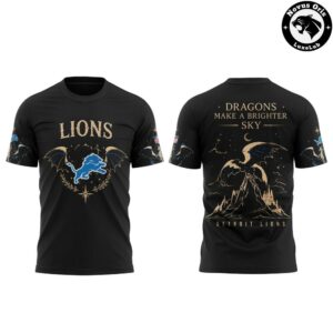 Detroit Lions x Fourth Wing Night 2026 Black T Shirt 2