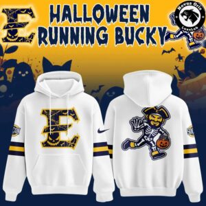 ETSU Football Halloween Running Bucky 2026 White Hoodie