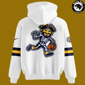 ETSU Football Halloween Running Bucky 2026 White Hoodie 3