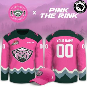 Everett Silvertips Pink The Rink 2026 Custom Name Number Pink Hockey Jersey 2