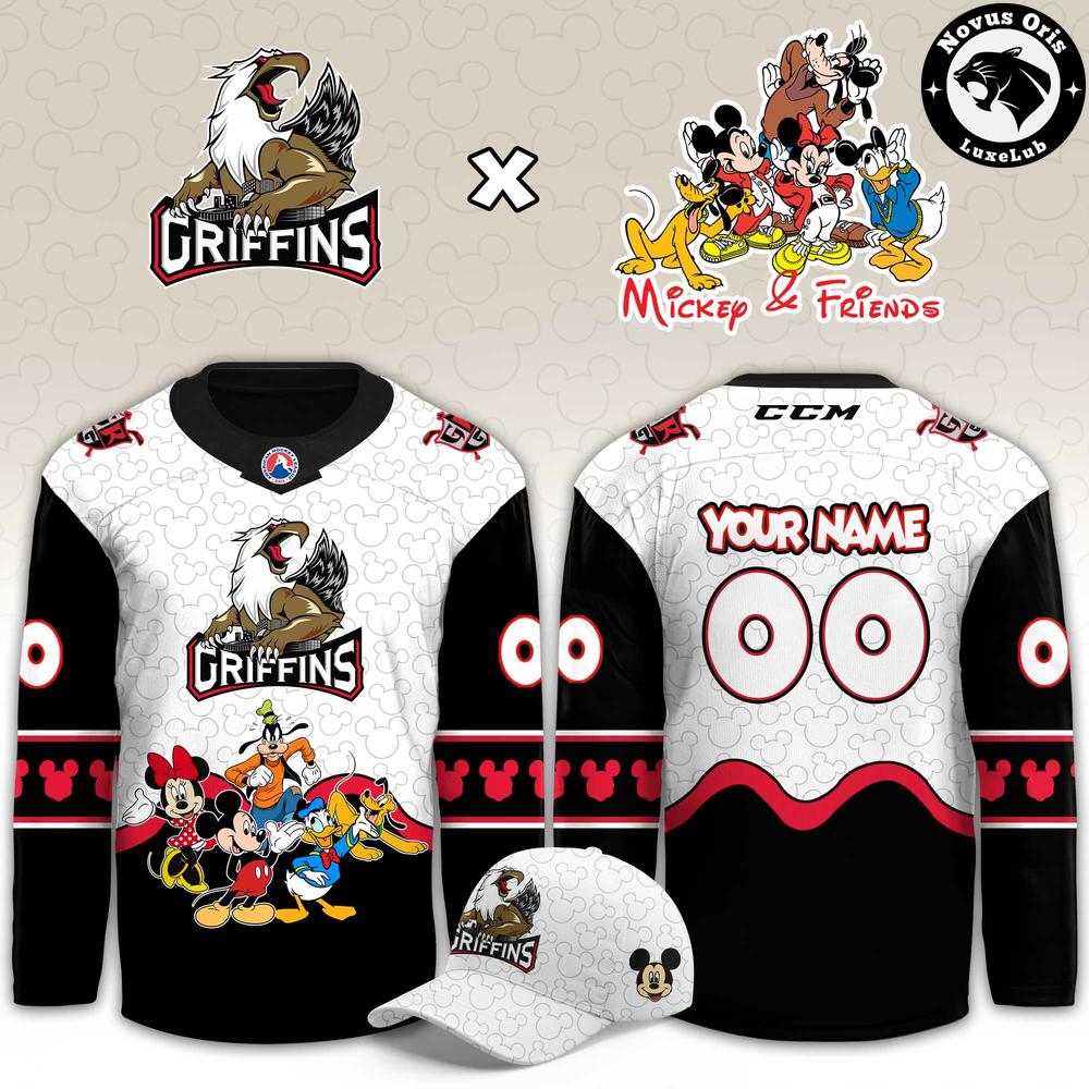 Grand Rapids Griffins x Mickey Mouse Friends Custom Hockey Jersey Grand Rapids Griffins x Mickey Mouse Friends Custom Hockey Jersey