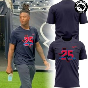 Houston Texans 25 Seasons Of Texans Football 2026 Navy Blue T-Shirt