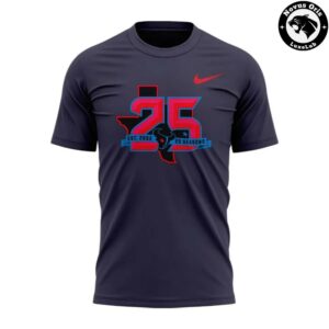 Houston Texans 25 Seasons Of Texans Football 2026 Navy Blue T Shirt 2