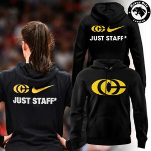 Iowa Hawkeyes Caitlin Clark Just Staff 2026 Black Pullover Hoodie 1