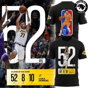 Los Angeles Lakers Luka Doncic 52 PTS Player of the Game 2026 T Shirt 2