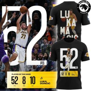Los Angeles Lakers Luka Doncic 52 PTS Player of the Game 2026 T Shirt 3