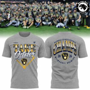Milwaukee Brewers Take October 2026 NL Central Champions Gray T-Shirt