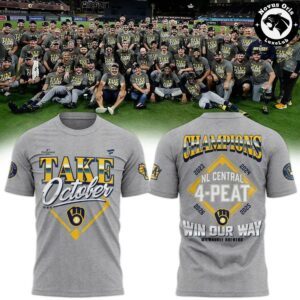 Milwaukee Brewers Take October 2026 NL Central Champions Gray T Shirt 2