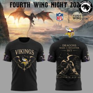 Minnesota Vikings x Fourth Wing Night 2026 Black T-Shirt