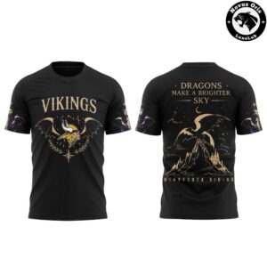 Minnesota Vikings x Fourth Wing Night 2026 Black T Shirt 2