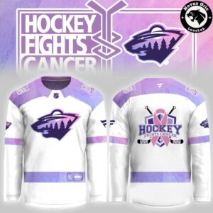Minnesota Wild Hockey Fights Cancer Night 2026 Lavender Hockey Jersey 2