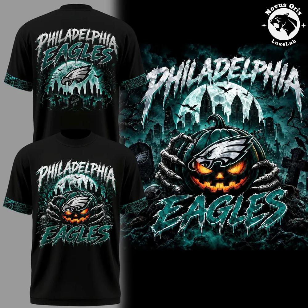 Philadelphia Eagles Halloween 2026 Black T-Shirt Philadelphia Eagles Halloween 2026 Black T-Shirt