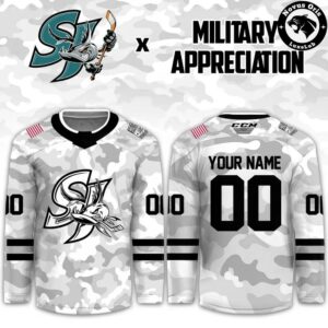 San Jose Barracuda Military Appreciation Night 2026 Custom Hockey Jersey 2