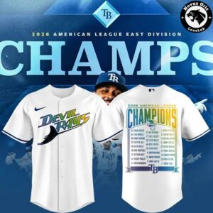 Tampa Bay Rays American League Champs 2026 Baseball Jersey 7