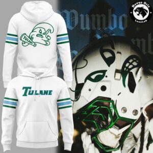 Tulane Green Wave Vintage Angry Wave 2026 White Hoodie 1