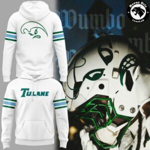 Tulane Green Wave Vintage Angry Wave 2026 White Hoodie 2