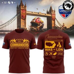 Washington Commanders NFL London Games 2026 Graphic T Shirt 6